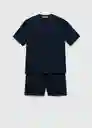 Pijama Pack Sleep Navy Talla L Hombre Mango