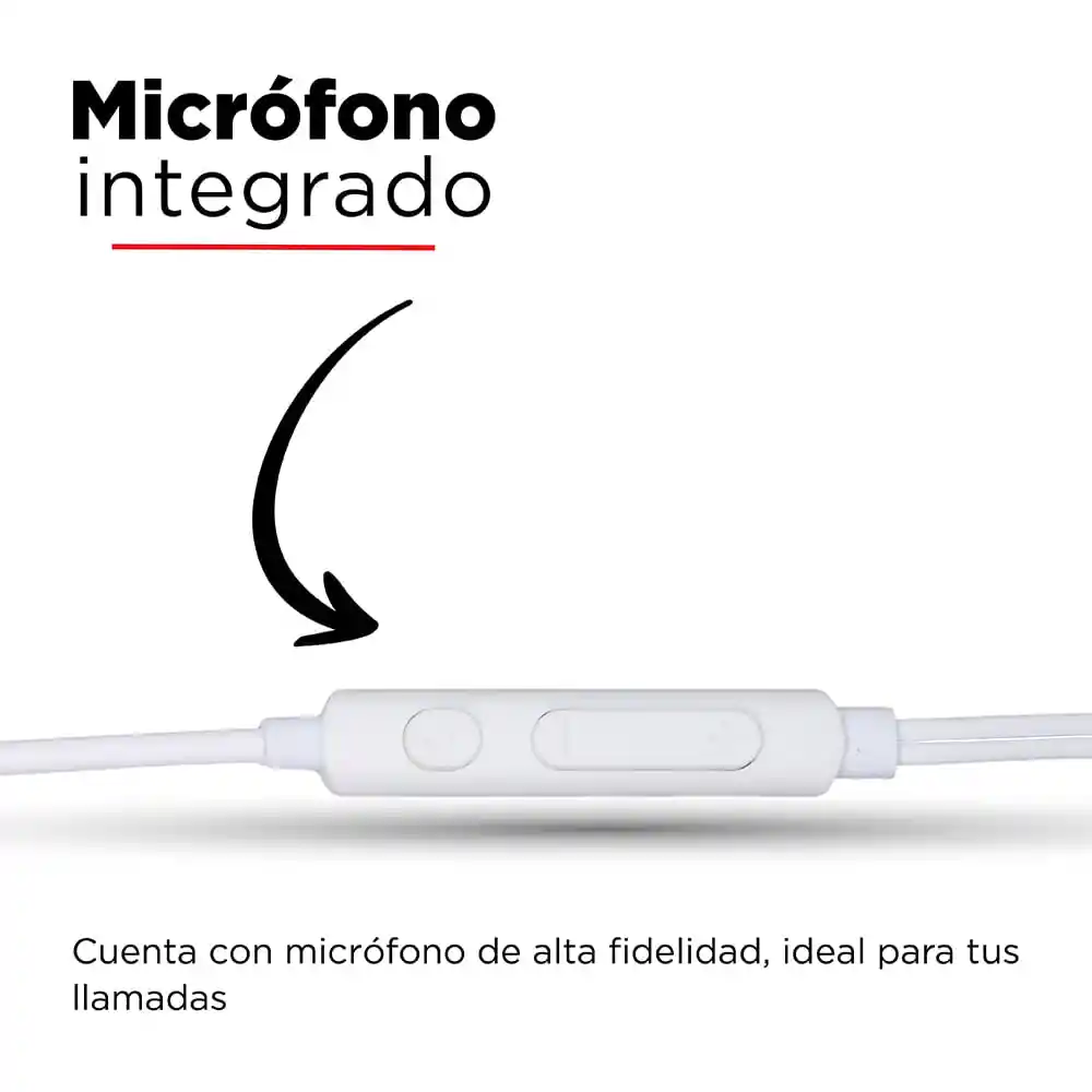 Miniso Audífonos de Cable de Moda Blanco 1.2 m E156