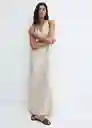 Vestido Foil-A Crudo Talla L Mujer Mango