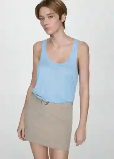 Top Bobar Celeste Talla XS Mujer Mango