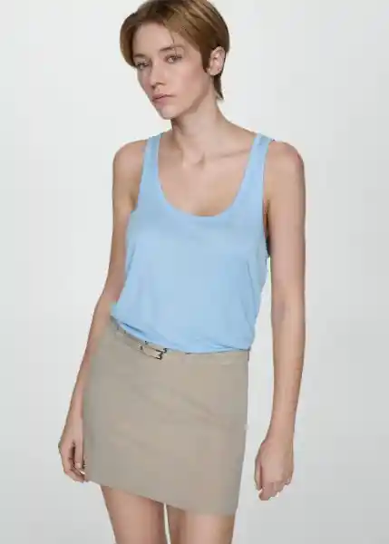 Top Bobar Celeste Talla XS Mujer Mango