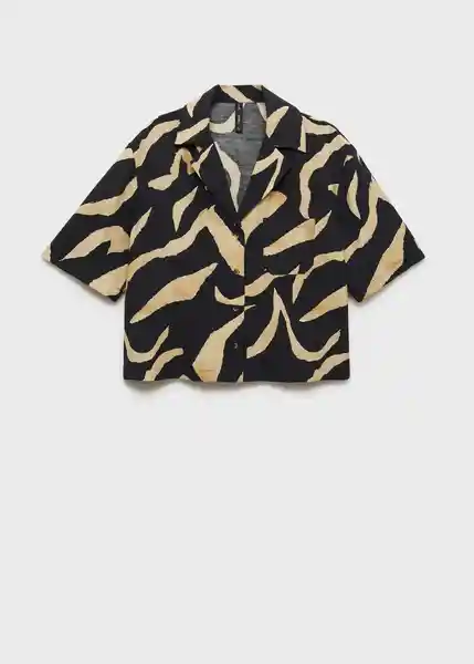 Camisa Plumas Negro Talla XS  Mujer Mango