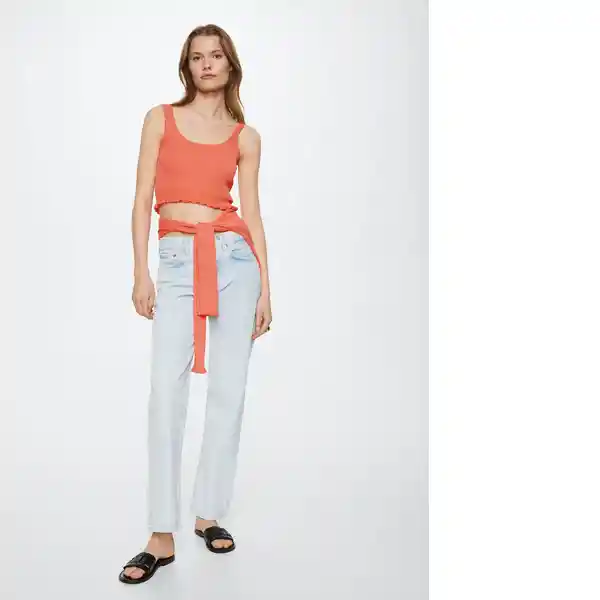 Top Ruffi Coral Talla L Mujer Mango