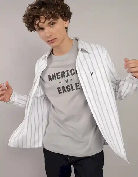 Camisa Hombre Beige Talla: MEDIUM 2830209 American Eagle