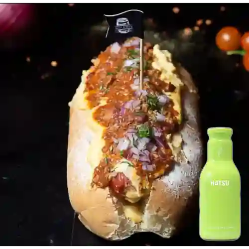 Combo Hot Dog Chili con Carne + Hatsu Verde 400ml