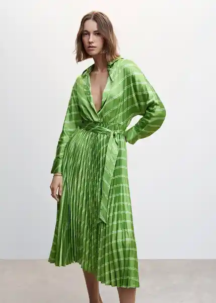 Vestido Galo Verde Talla L Mujer Mango