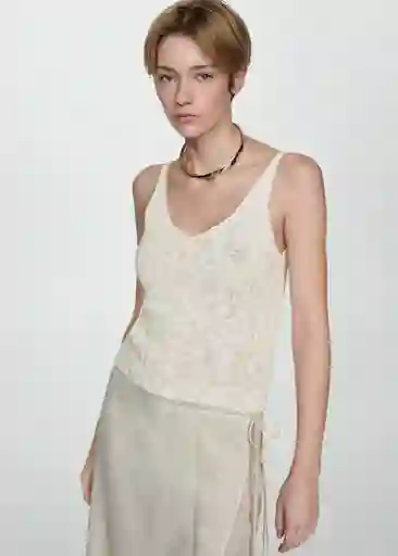 Top Lisboa Offwhite Talla L Mujer Mango