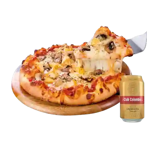 Combo Pizza Pollo&Champiñones + Club Col. Dorada Lata 330ml