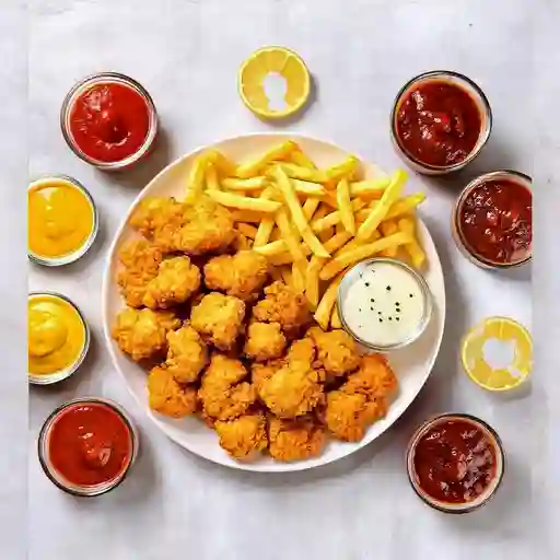 Popcorn chicken mediano con bebida