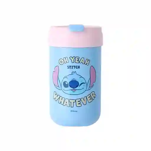 Botella Aislada Tapa Abatible Disney Stitch Azul 400 mL Miniso