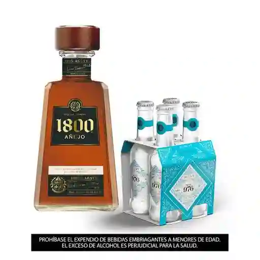 4 Tonicas Agua Tonica Mil 976 Ocean 207 Ml +  Tequila 1800 Añejo 750 Ml