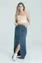 Falda Denim Midi Cierre Color Azul Oscuro Talla 6 Ragged