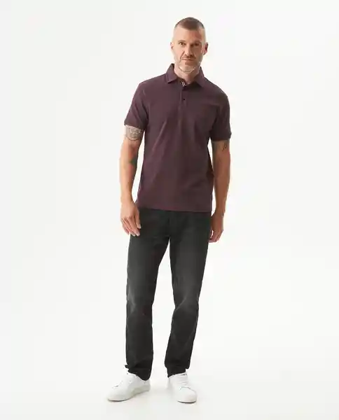 Camiseta Striped Trim Polo Hombre Morado Sombrio T L Chevignon