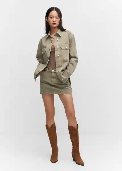 Falda Chino2 Khaki Talla XL Mujer Mango