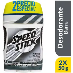 Desodorante Speed Stick Classic Barra 2x50g