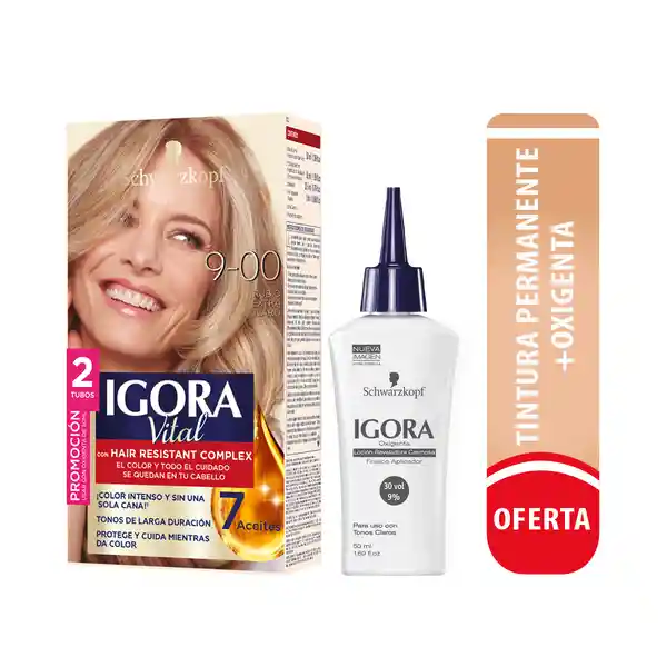 Igora Tinte Vital Permanente 9-00 Rubio Extra Claro + Oxigenta