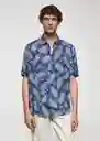 Camisa Pine-H Azul Talla M Hombre Mango