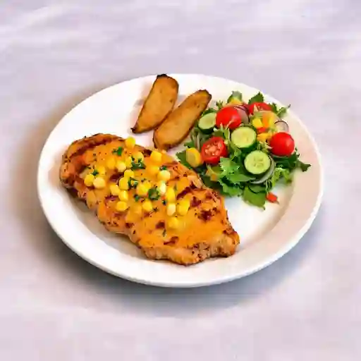 Pechuga Gratinada Con Maiz Tierno