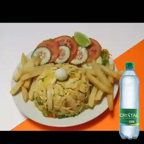 Combo Arroz con Pollo + Agua Cristal con Gas 600 ml