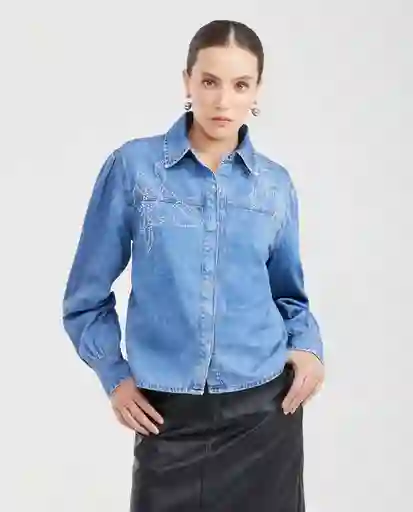 Camisa Slim Fit Femenino Azul Cristalino Claro T M Chevignon