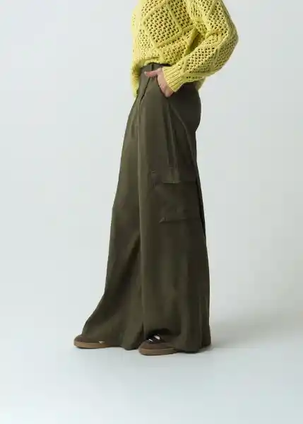 Pantalón Rubí Verde Galeras Ultraoscuro Talla 6 532G377 Naf Naf