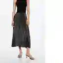 Falda Plisado Gris Talla L Mujer Mango