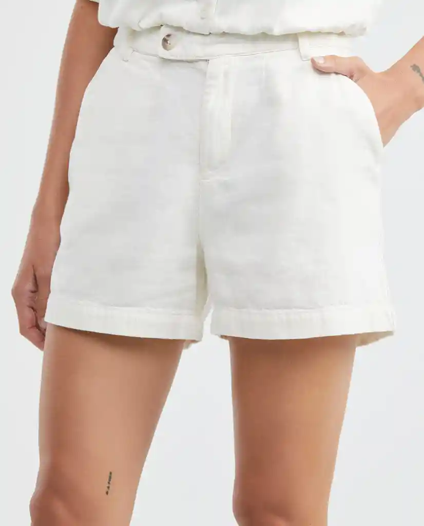 Short Linen Short Crudo Creme Claro Talla 8 Mujer Chevignon