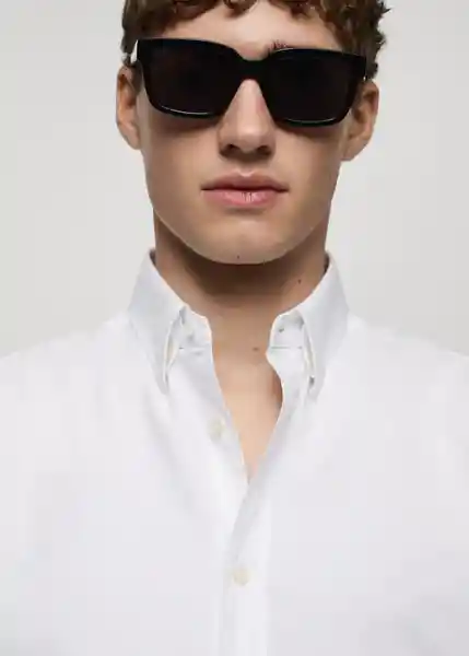 Camisa Oxford Blanco Talla XL Hombre Mango
