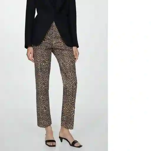 Jean Leopard Marron Talla 36 Mujer Mango