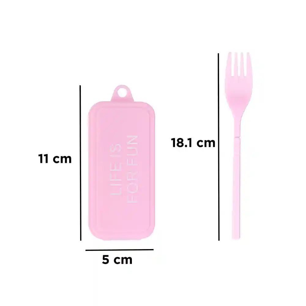 Miniso Kit de Cubiertos de Plástico Desarmables Rosa