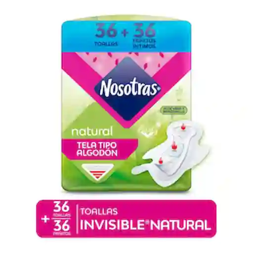 Nosotras Toallas Natural Invisible + Pañitos Húmedos