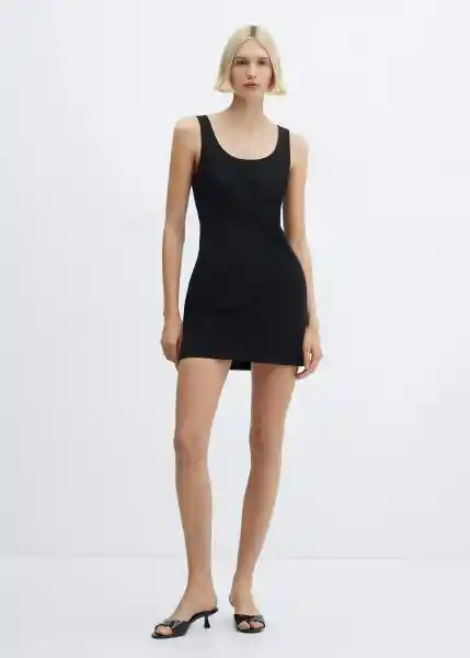 Vestido Bengala Negro Talla M Mujer Mango