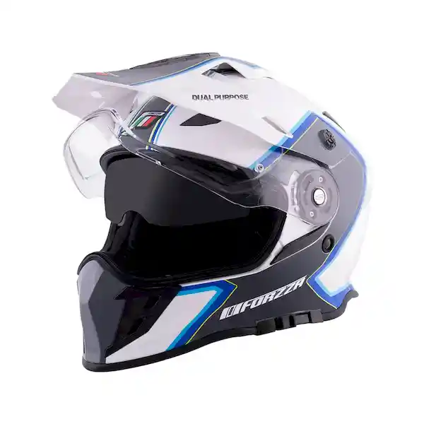 Forzza Casco Doble Propósito Gris Blanco Azul ZZ120 Talla M