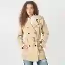 Chaqueta Tipo Gabardina Manga Larga Cuello Café Talla M 719605