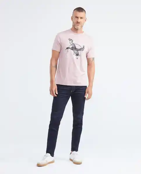 Graphic T-shirt Text M/c Rosa Malva Medio Talla M Hombre Chevignon