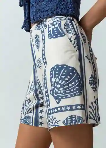 Short Carla Mujer Azul Mezclilla Estampado Talla 10 Naf Naf