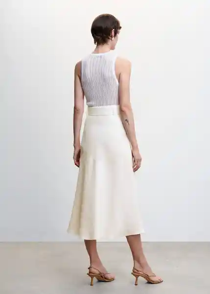 Falda Gala Blanco Talla 32 Mujer Mango