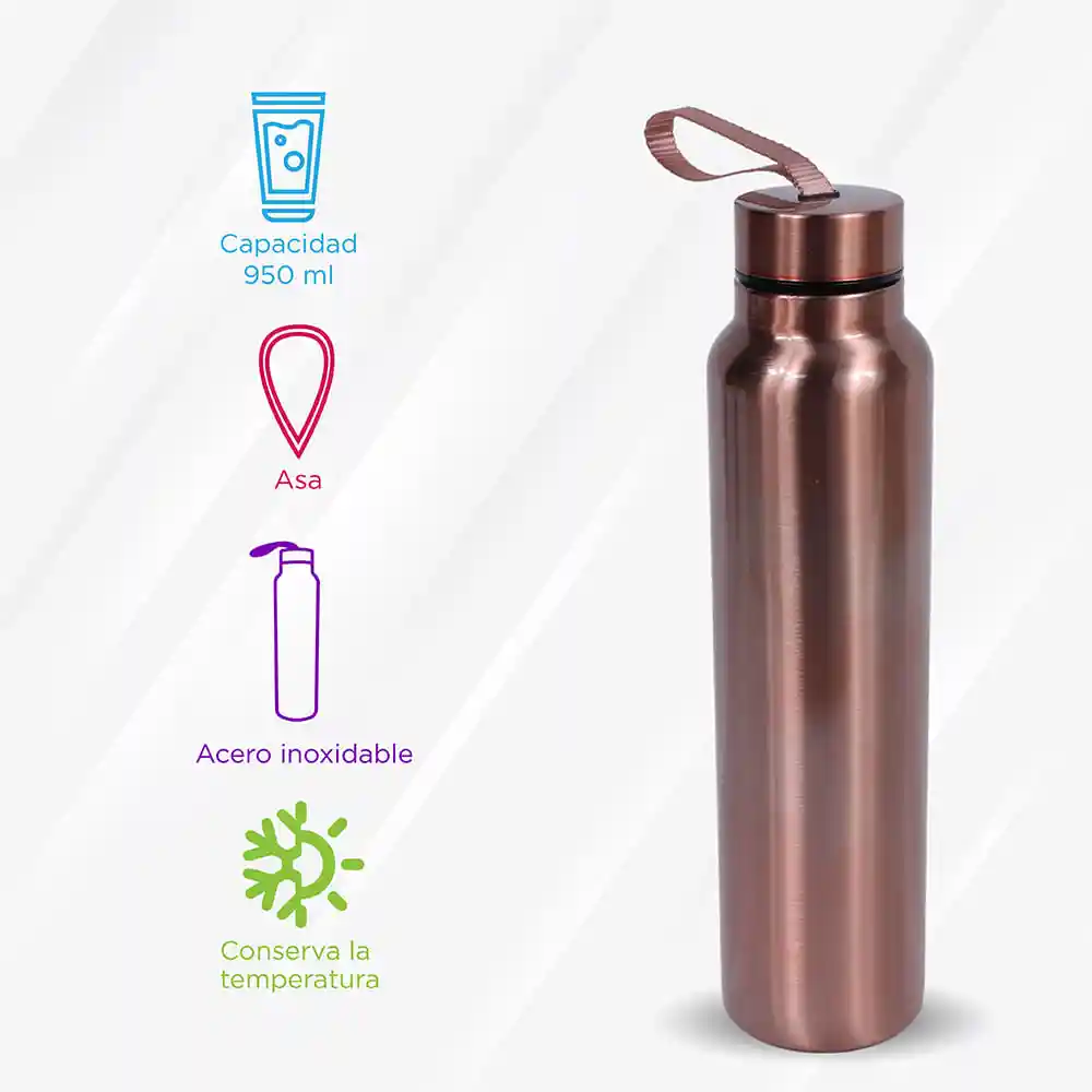 Miniso Termo de Acero Inoxidable Con Correa Rosa Rosa 950 mL