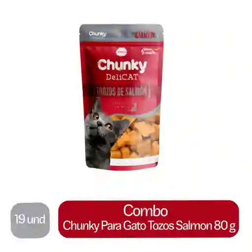 19 x Chunky Alimento Humedo Para Gato Tozos Salmon 80 g