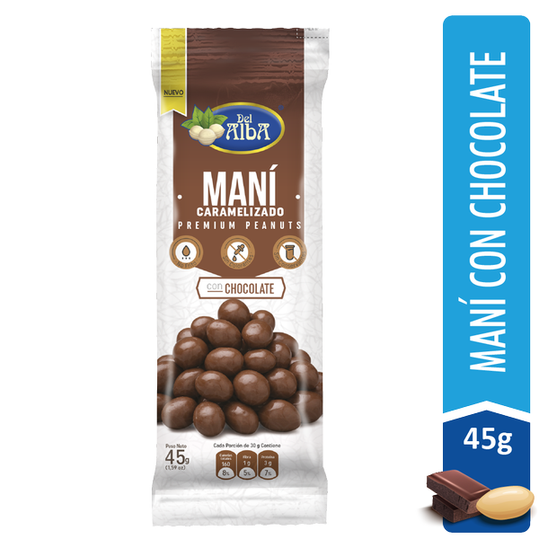 Del Alba Maní Caramelizado con Chocolate 45 g