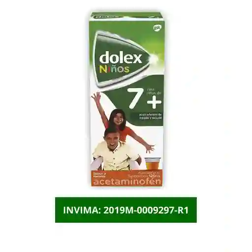 Dolex Niños Alivio de Fiebre y el Dolor 7+ (250 mg/5 mL) 120 mL