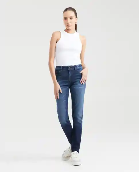 Jean High Rise Cosmo Azul Dark Ultra Oscuro Talla 10 Chevignon