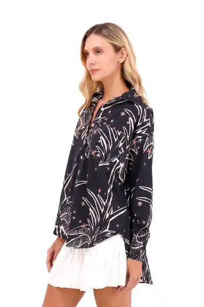 Camisa Boyfriend Haven Palmeras Negro XS Mercedes Campuzano