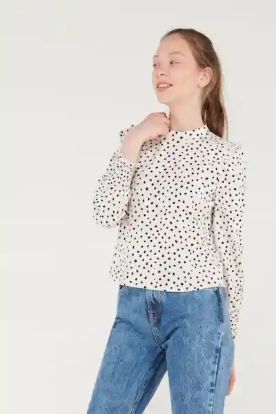 Koaj Blusa Manga Larga Puntos Crema Muy Claro Tallas XL