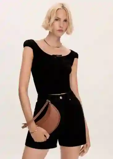 Short Zoe Tejano Negro Talla 42 Mujer Mango