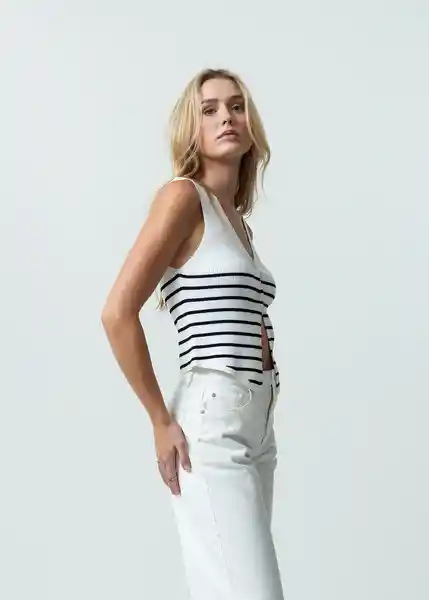 Chaleco Tejido Mujer Crudo Puro Claro Talla S 082G091 Naf Naf