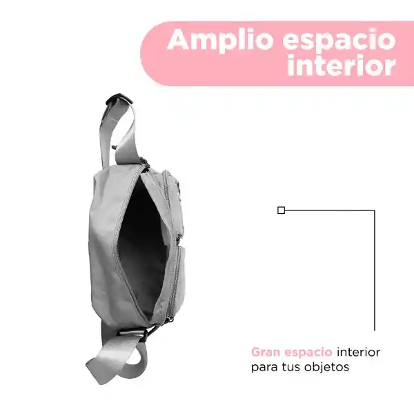 Bolso Crossbody Con Dos Bolsas al Frente Gris Claro Serie Miniso