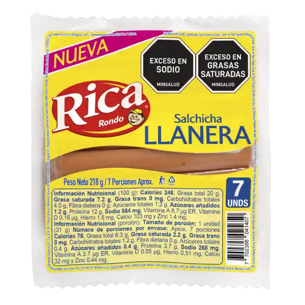 Salchicha Llanera Rica 218 g