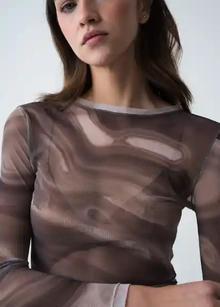 Camiseta Mujer Gris Rocoso Claro Talla S 409g008 Naf Naf