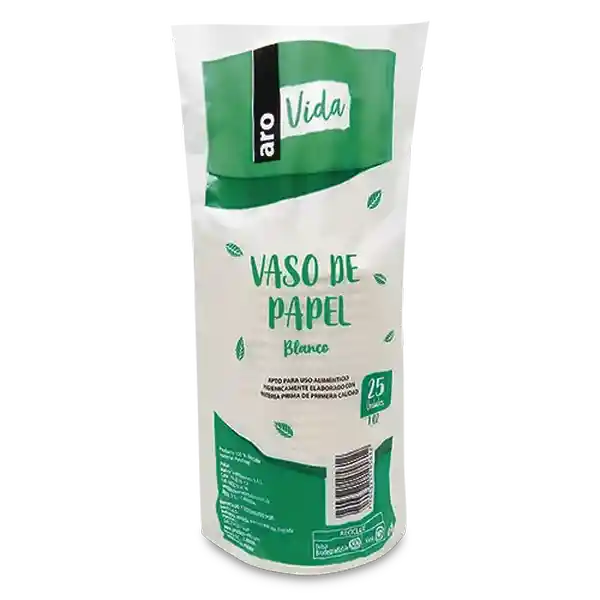 Aro Vaso de Papel Vida Blanco 7 oz